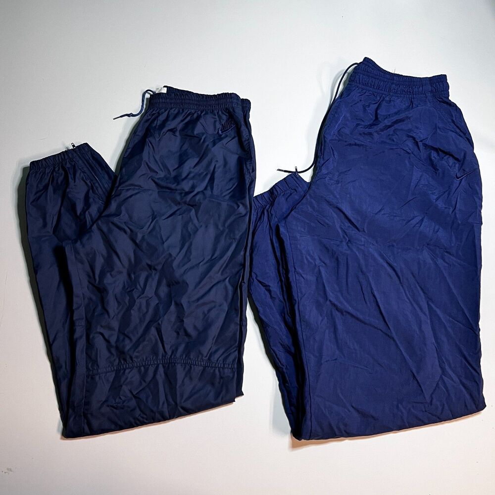 Vintage Nike Track Pants Bundle 2 Pairs Men's Large & XL 90s Gray Tag Nylon Lot